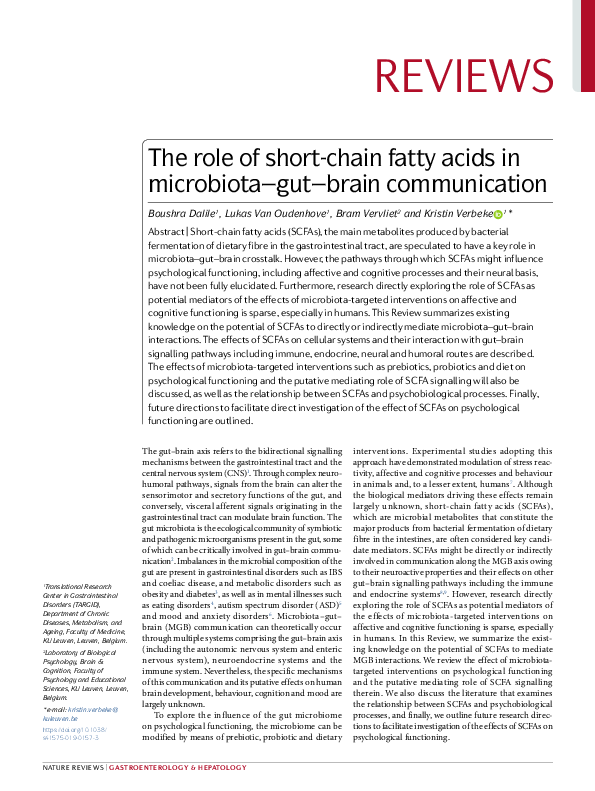 (PDF) The role of short-chain fatty acids in microbiota–gut–brain ...
