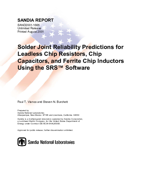 (PDF) Solder Joint Reliability Predictions for Leadless Chip Resistors