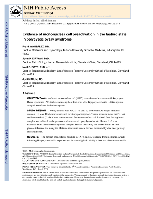 Photo inspiration: Pdf Evidence Of Mononuclear Cell Preactivation In The Fasting State Photo Inspiration