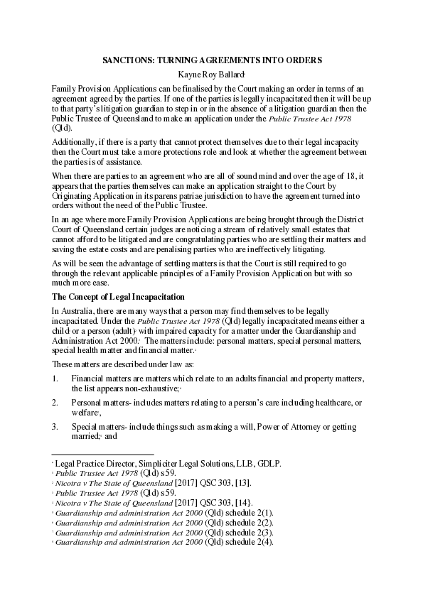 (PDF) SANCTIONS: TURNING AGREEMENTS INTO ORDERS