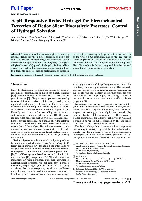 (PDF) A pH Responsive Redox Hydrogel for Electrochemical Detection of ...