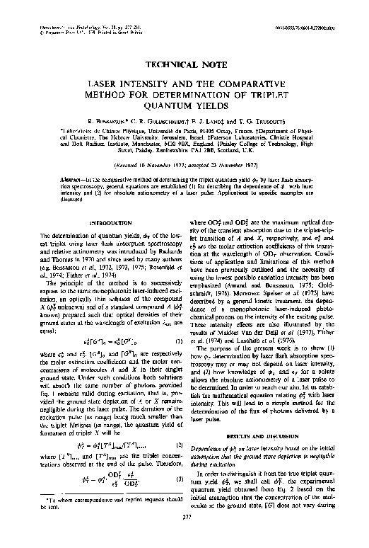 (PDF) Laser Intensity and the Comparative Method for Determination of ...