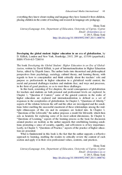(PDF) Developing the global student: higher education in an era of ...