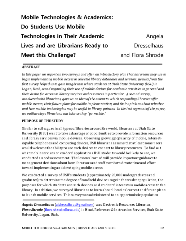 (PDF) Mobile Technologies & Academics: Do Students Use Mobile ...
