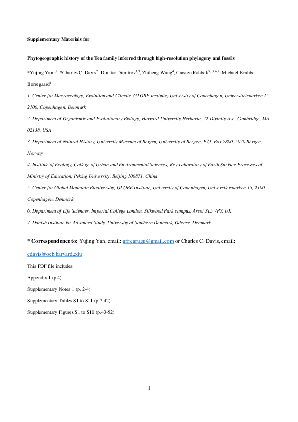 (PDF) Phytogeographic History of the Tea Family Inferred Through High