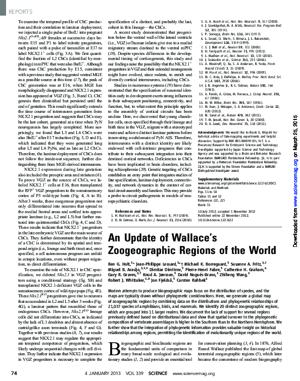 (PDF) An Update of Wallace’s Zoogeographic Regions of the World
