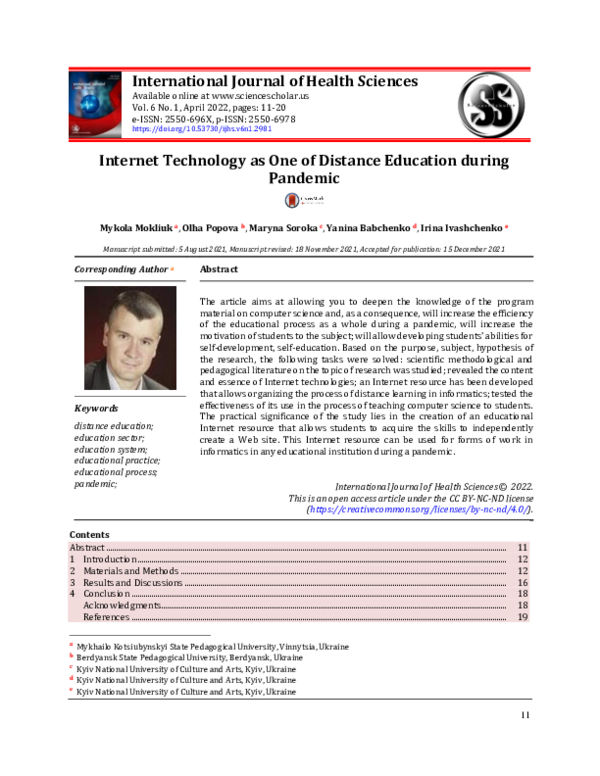 (PDF) Internet technology as one of distance education during pandemic