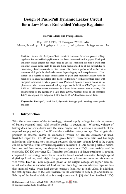 (PDF) Design of Push-Pull Dynamic Leaker Circuit for a Low Power ...