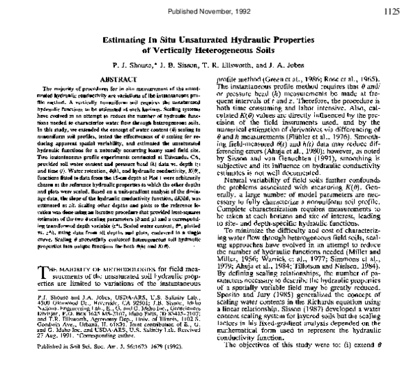 (PDF) Estimating In Situ Unsaturated Hydraulic Properties of Vertically ...