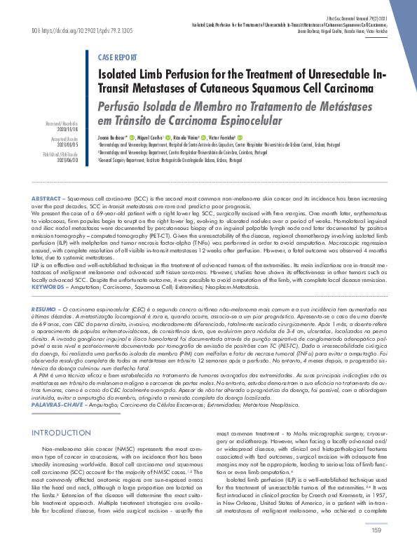 (PDF) Isolated Limb Perfusion for the Treatment of Unresectable In ...