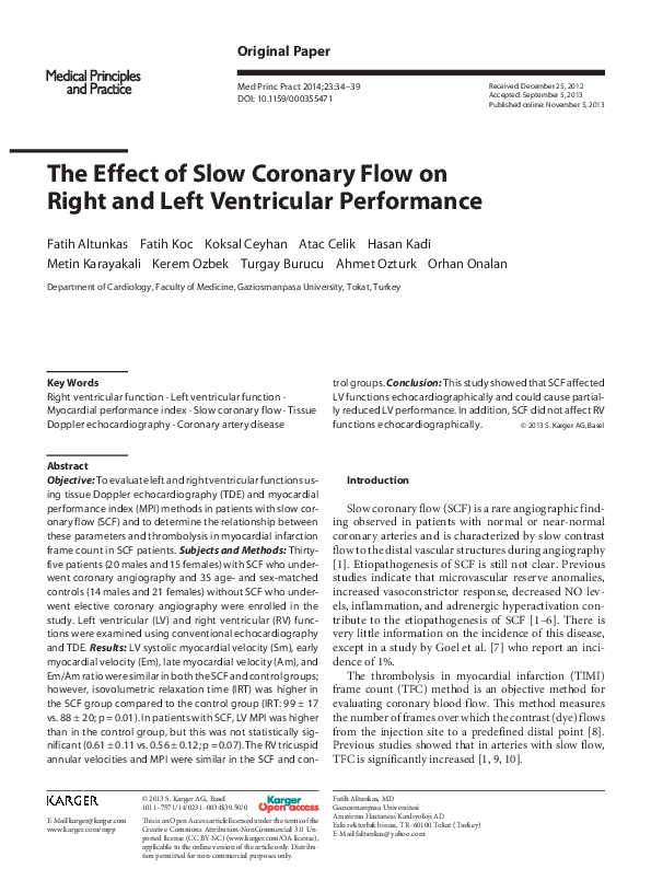 (PDF) The Effect of Slow Coronary Flow on Right and Left Ventricular ...
