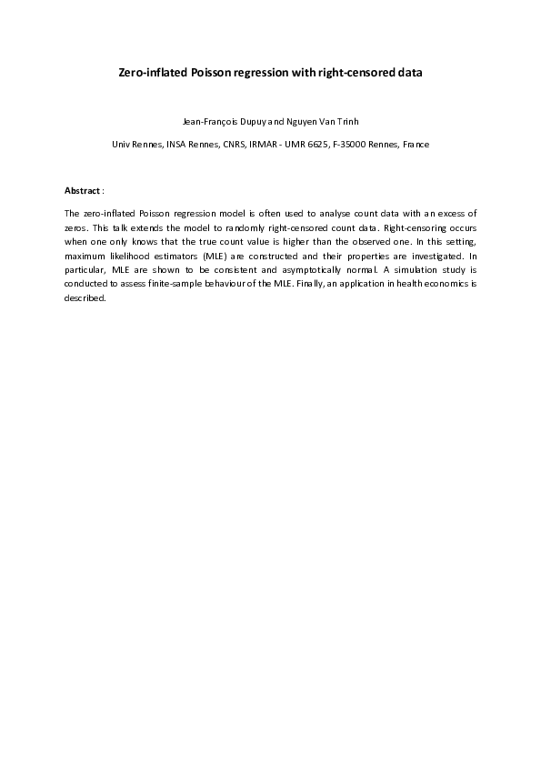 (PDF) Zeroinflated Poisson regression with rightcensored data VAN