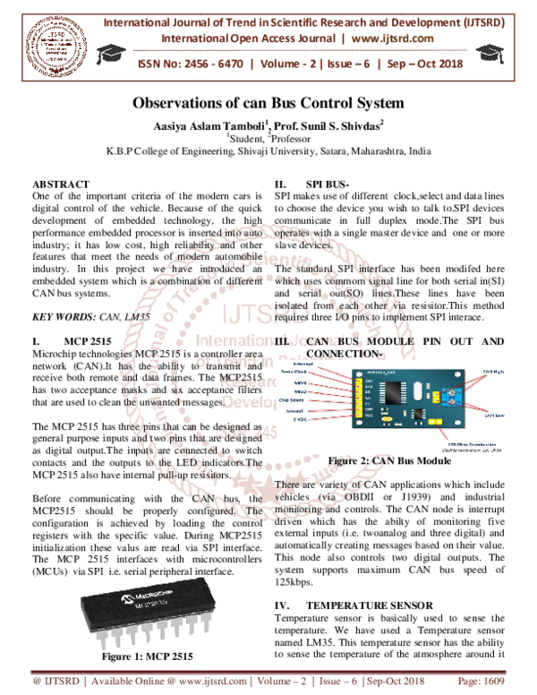 Pdf Observations Of Can Bus Control System
