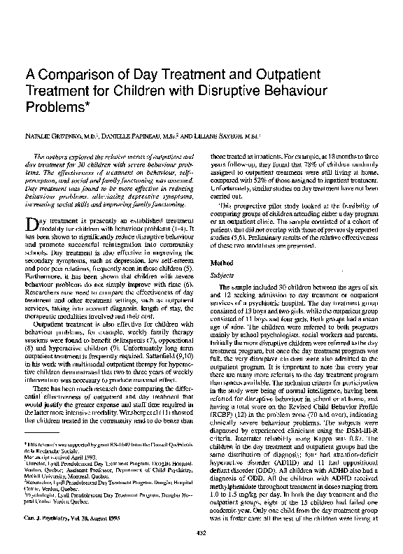(PDF) A Comparison of Day Treatment and Outpatient Treatment for ...