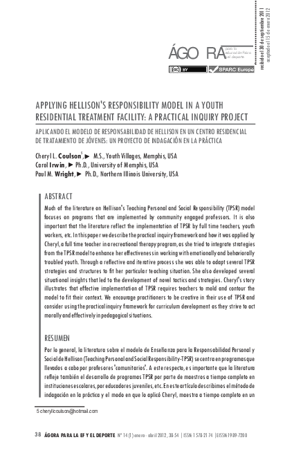 (PDF) Applying Hellison's Responsibility Model in a Youth Residential ...