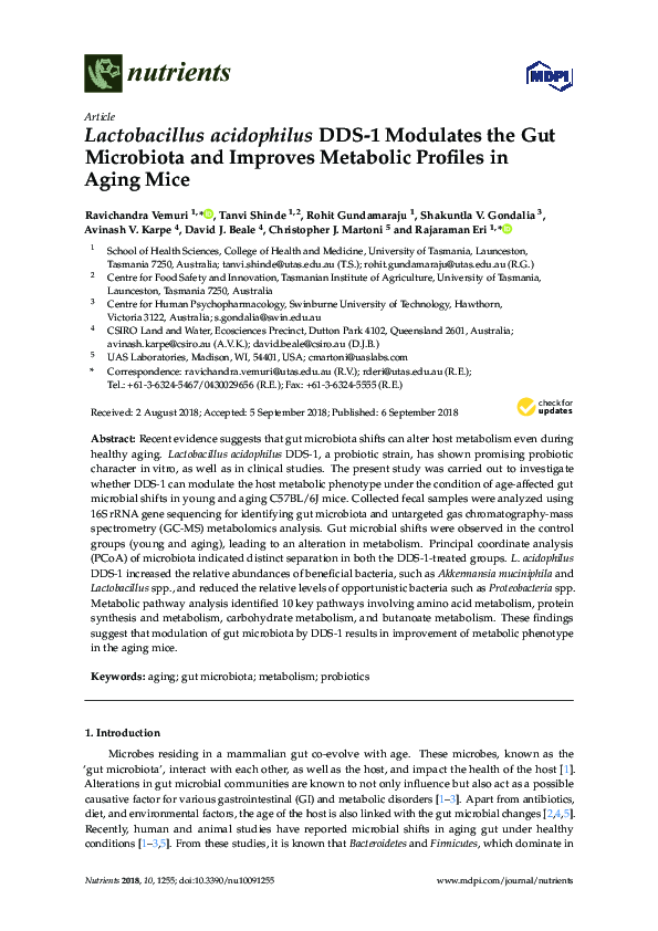 (PDF) Lactobacillus acidophilus DDS1 Modulates the Gut Microbiota and