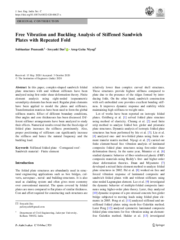 (PDF) Free Vibration and Buckling Analysis of Stiffened Sandwich Plates ...