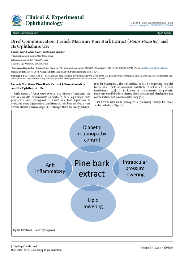 (PDF) Brief Communication: French Maritime Pine Bark Extract (Pinus ...