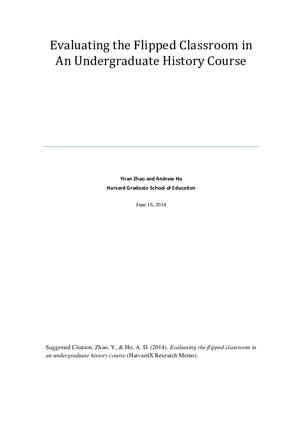 (PDF) Evaluating the Flipped Classroom in An Undergraduate History Course