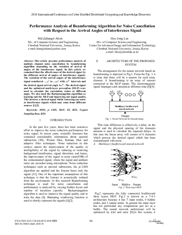 (PDF) Performance Analysis of Beamforming Algorithm for Noise ...