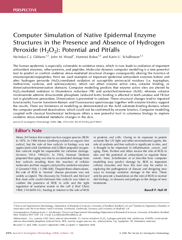 (PDF) Computer Simulation of Native Epidermal Enzyme Structures in the ...