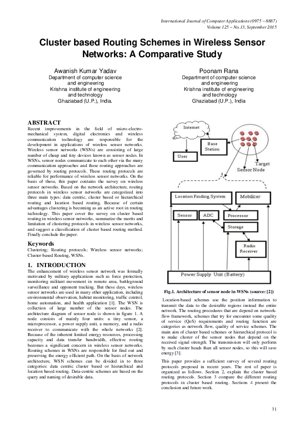 (PDF) Cluster based Routing Schemes in Wireless Sensor Networks: A ...