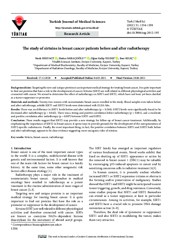 (PDF) The study of sirtuins in breast cancer patients before and after ...