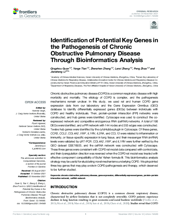 (PDF) Identification of Potential Key Genes in the Pathogenesis of ...