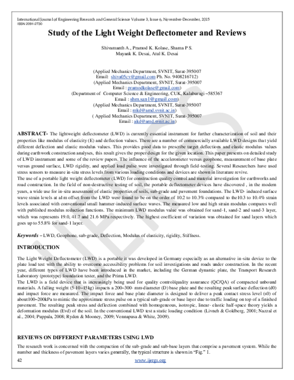 (PDF) Study of the Light Weight Deflectometer and Reviews