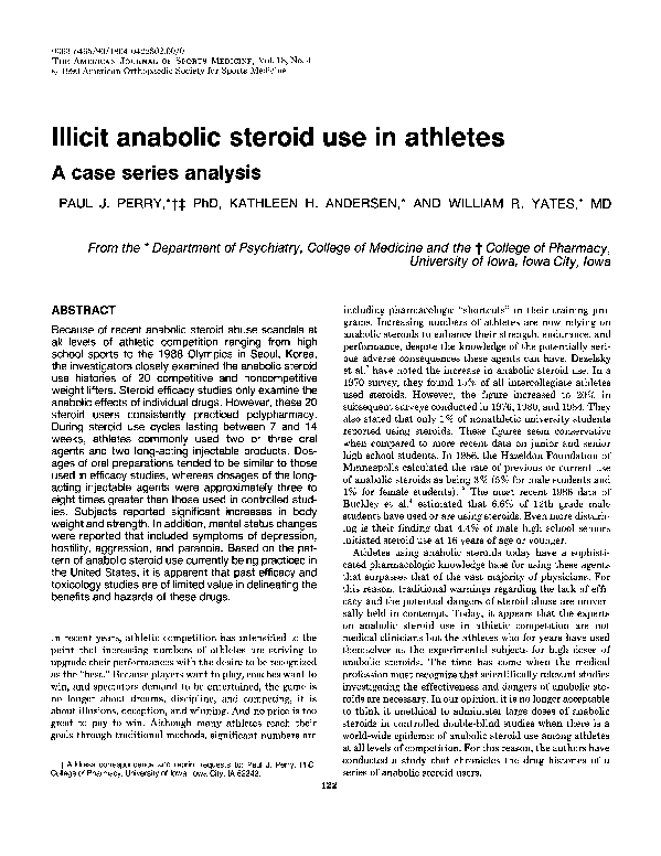 (PDF) Illicit anabolic steroid use in athletes