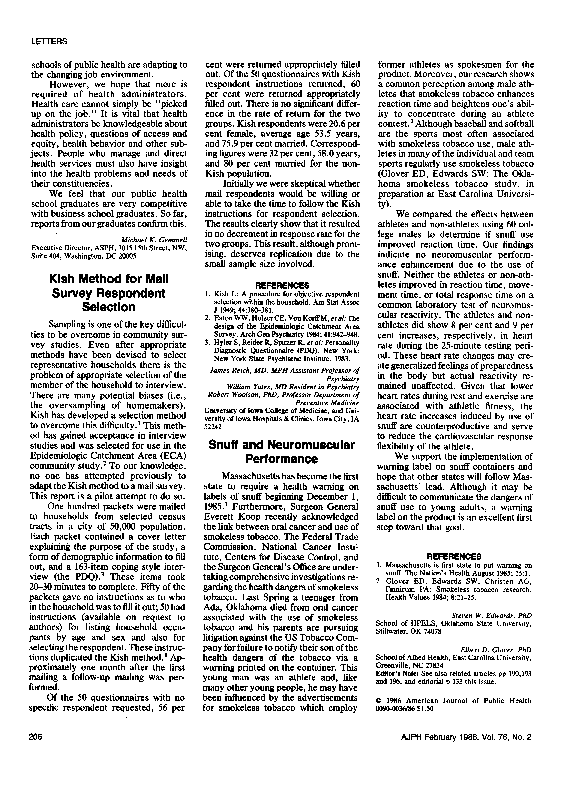 (PDF) Kish Method for Mail Survey Respondent Selection