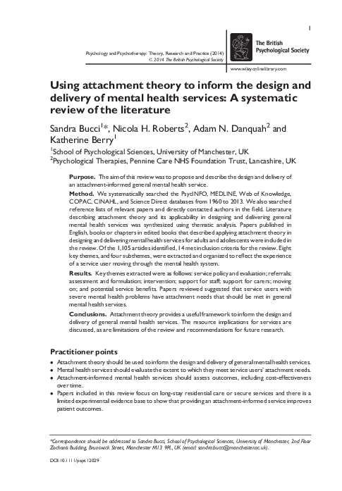 (PDF) Using attachment theory to inform the design and delivery of ...