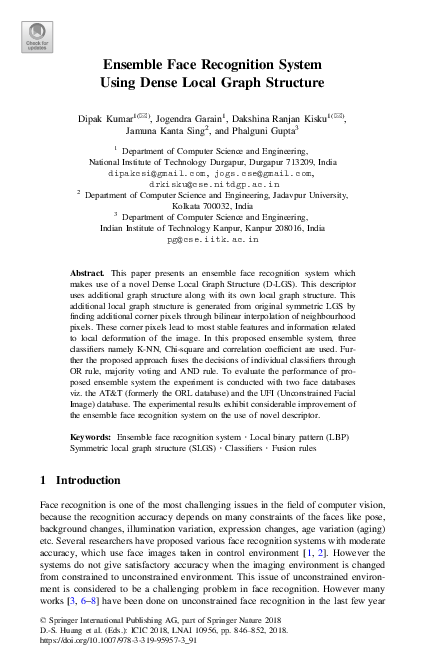 (PDF) Ensemble Face Recognition System Using Dense Local Graph Structure