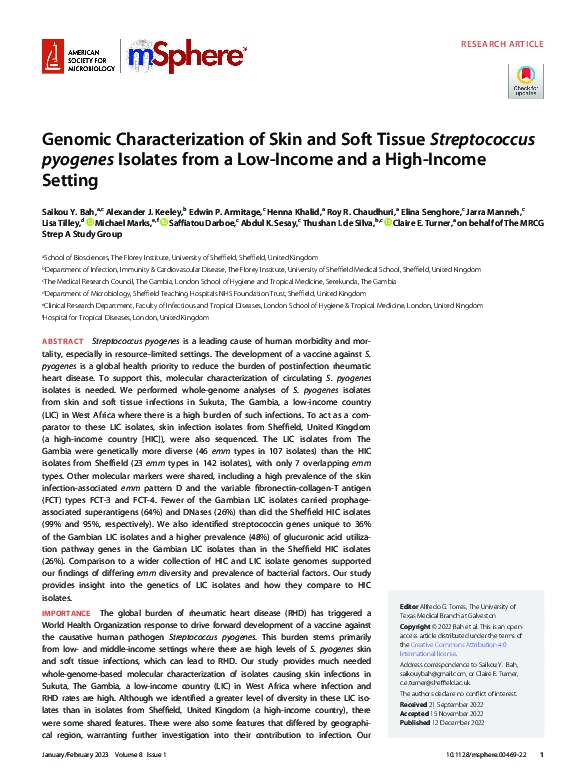 (PDF) Genomic Characterization of Skin and Soft Tissue Streptococcus ...