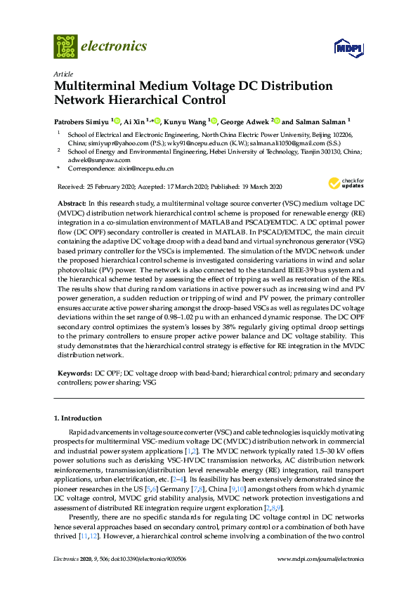 (PDF) Multiterminal Medium Voltage DC Distribution Network Hierarchical ...
