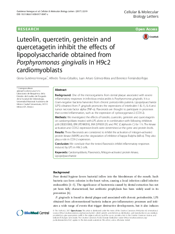 (PDF) Luteolin, quercetin, genistein and quercetagetin inhibit the effects of lipopolysaccharide