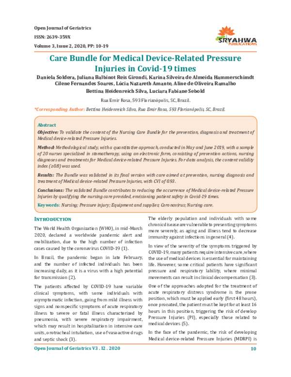 (PDF) Care Bundle for Medical Device-Related Pressure Injuries in Covid ...