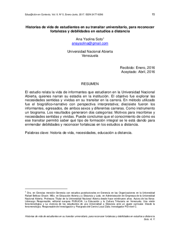 (PDF) Historias de vida de estudiantes en su transitar universitario ...