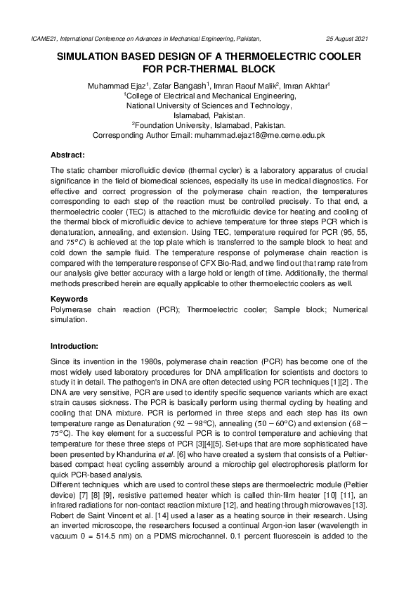 (PDF) Simulation Based Design of a Thermoelectric Cooler for PCR ...