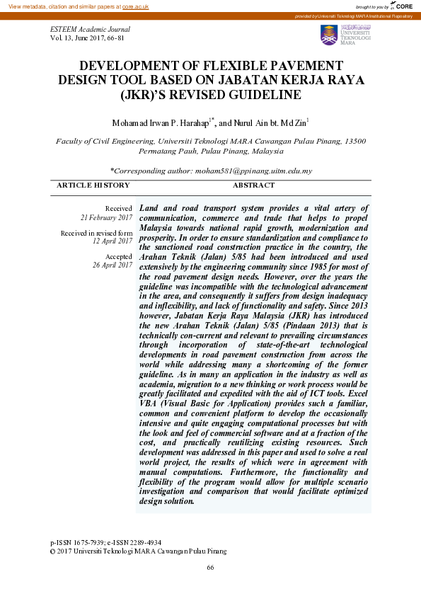 (PDF) Development of flexible pavement design tool based on Jabatan ...