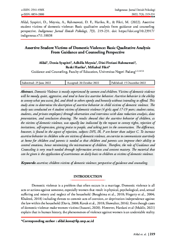  pdf assertive student victims of domestic violence basic qualitative