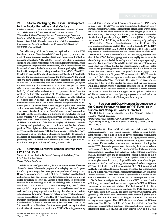 (PDF) Stable packaging cell lines development for the production of ...