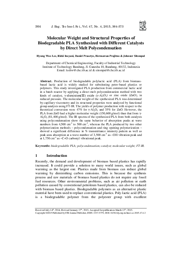 (PDF) Molecular Weight and Structural Properties of Biodegradable PLA ...