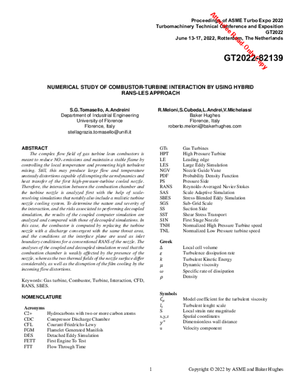 (PDF) Numerical Study of Combustor-Turbine Interaction by Using Hybrid ...