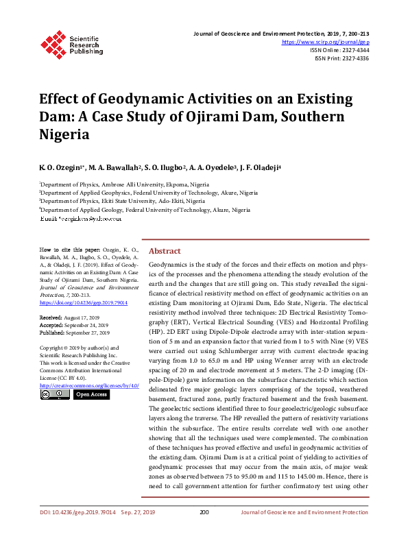 (PDF) Effect of Geodynamic Activities on an Existing Dam A Case Study
