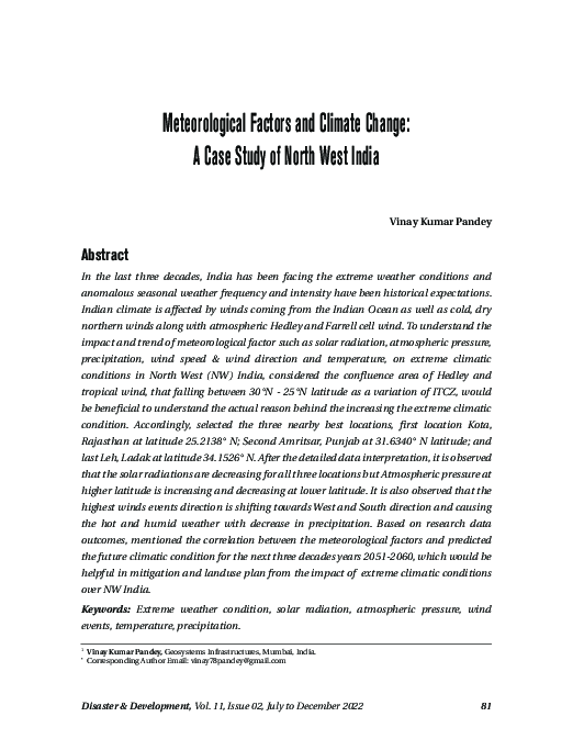 (PDF) Meteorological Factors and Climate Change: A Case Study of North ...