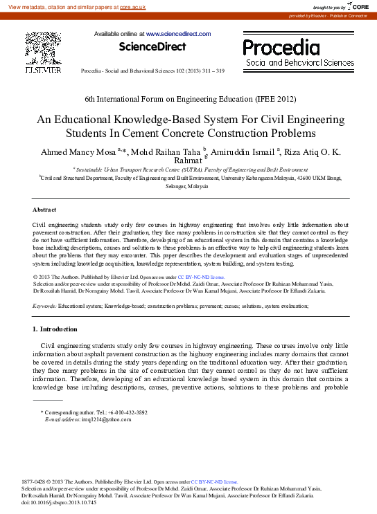 (PDF) An Educational Knowledge-based System For Civil Engineering ...