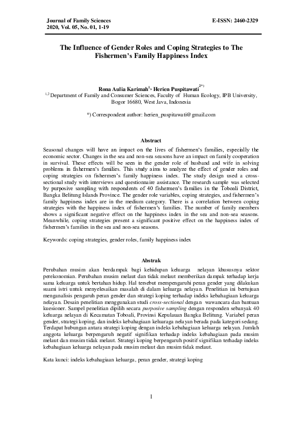 (PDF) The Influence of Gender Roles and Coping Strategies to The ...