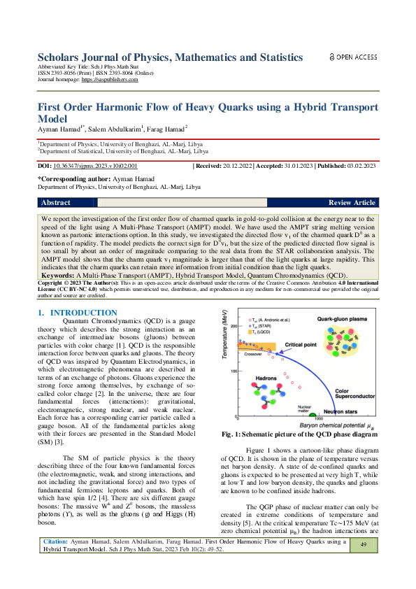 (PDF) First Order Harmonic Flow of Heavy Quarks using a Hybrid ...