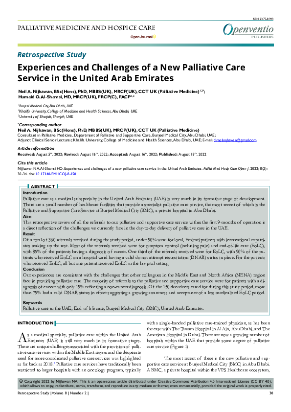 (PDF) Experiences and Challenges of a New Palliative Care Service in ...